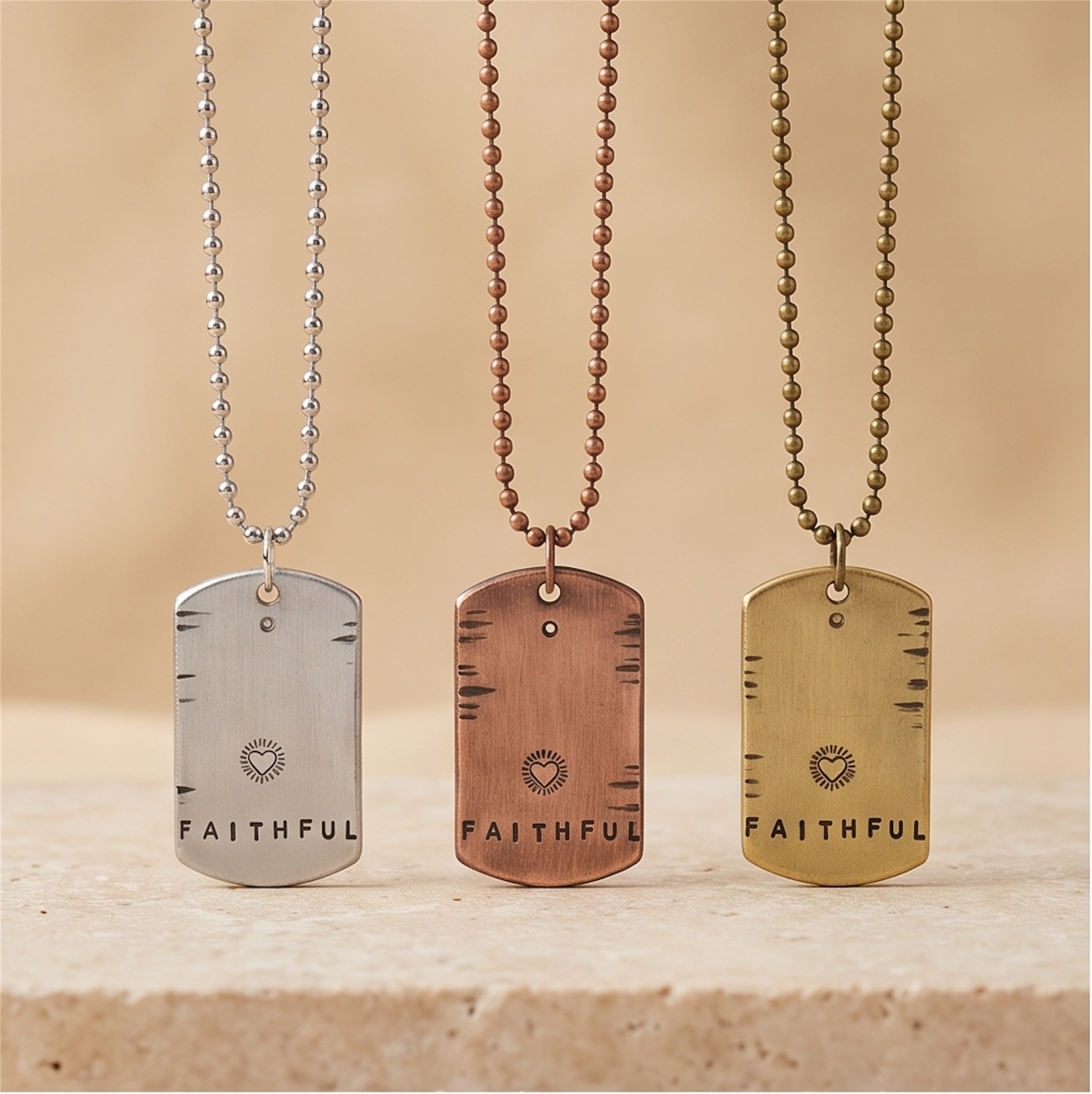 Faithful hand-stamped necklace, original photograph, view 1
